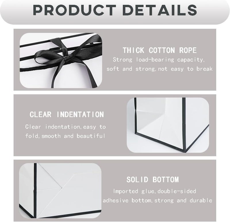 QLSKO Initial Gift Bag with Bow Ribbon Personalized Horizontal Paper Bag Monogrammed Birthday Gifts for Women Men (A-Small) - Image 4